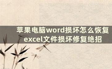 苹果电脑word损坏怎么恢复 excel文件损坏修复绝招